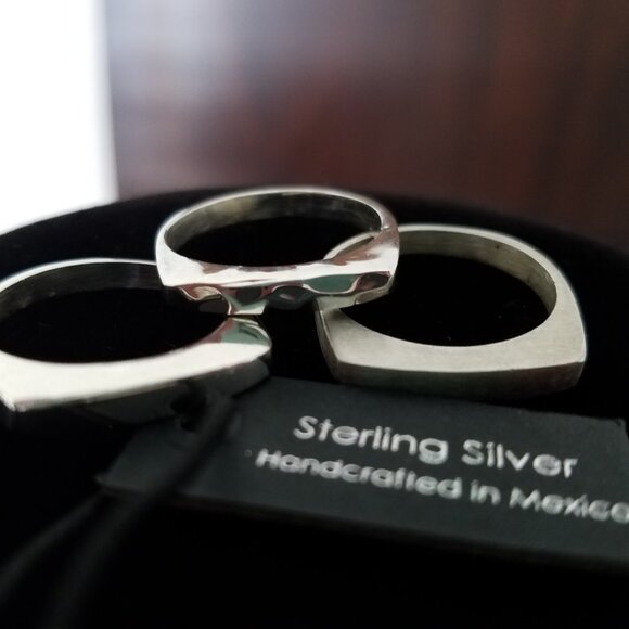 Three (3) MEXICO DOMINIQUE DINOUART Sterling Silver 925 Stacking Stackable Rings - Picture 4 of 6